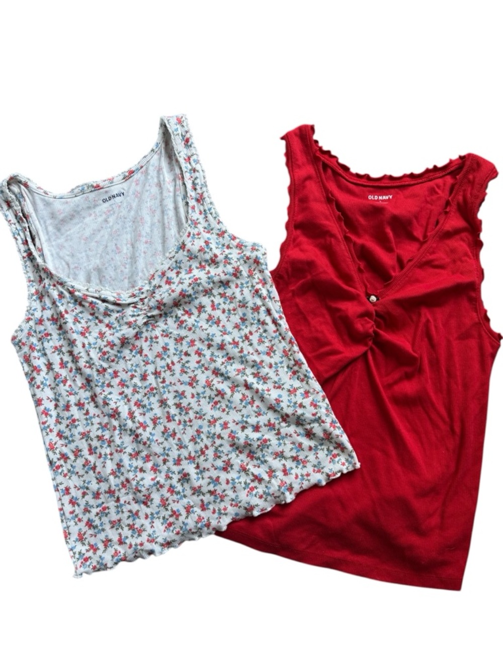NWOT Old Navy Bundle 2 Floral Boho Festival Casual Ribbed Tank Tops | L